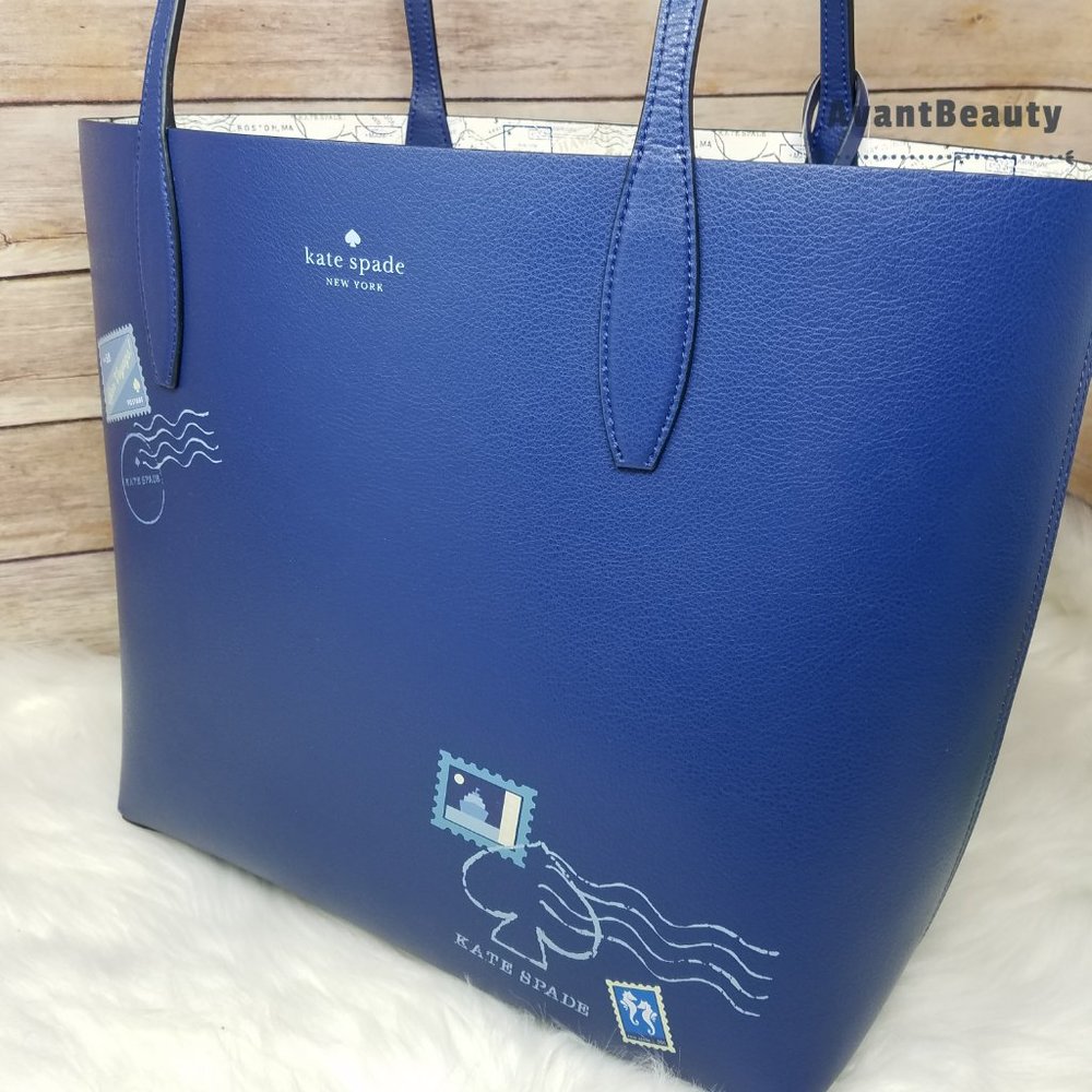 Kate Spade Large Reversible Tote Off The Grid Blue - Picture 4 of 16